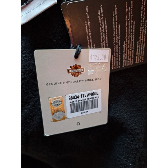 HARLEY DAVIDSON Women’s‎ Coated Foil Metallic Faux Leather Bomber Jacket Large - Picture 9 of 10